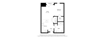 A black and white drawing of a floor plan of a room.