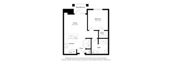 A black and white floor plan of a small apartment.