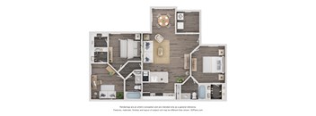 2 Bed 2 Bath Floor Plan at The Lucille Apartments, Stuart Florida