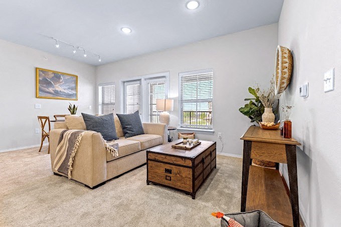 Living Area Interior at Mariposa at Harris Road Arlington 55+ Apartments, Arlington, TX