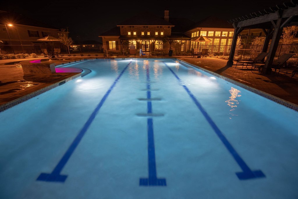Night View Of Pool at The Royse at Parker Boulevard Apartments, Royse City, TX, 75189