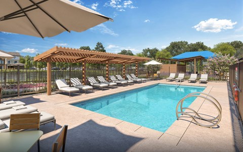 Pool at Emblem at Tower Apartments, Texas