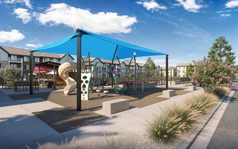 Street side at Emblem at Tower Apartments, Manor