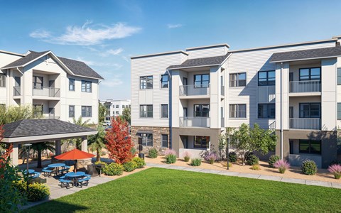 A sunny day at a residential complex with a gazebo and trees at Arterra Apartment , Surprise