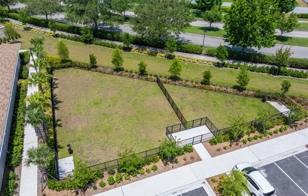aerial view of dog park at Osprey Park 62+ Apartments, Florida, 34758