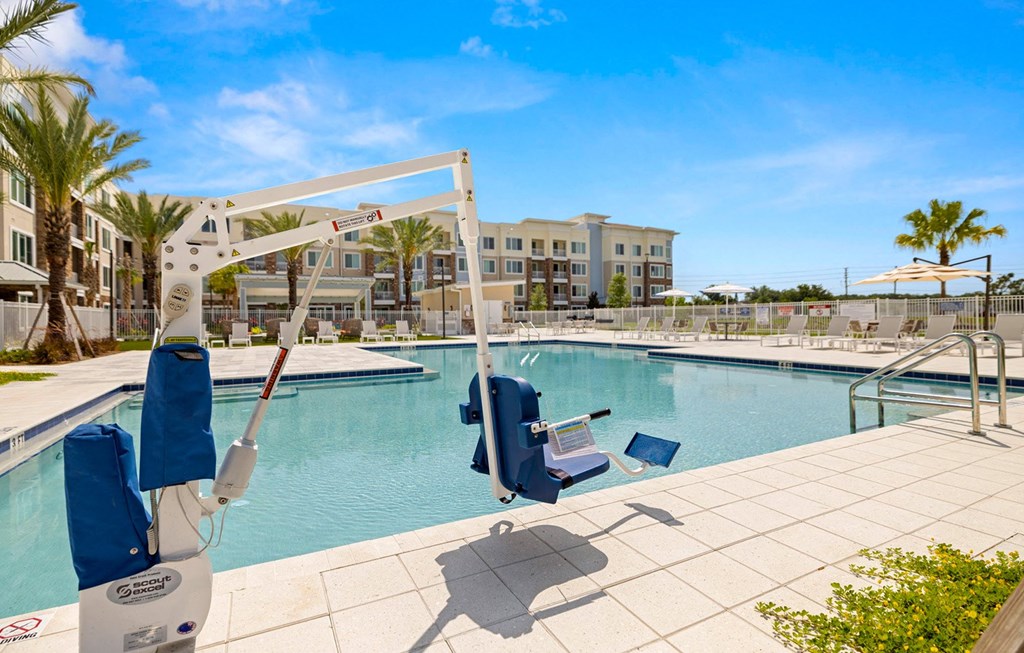 handicap accessible pool  at Osprey Park 62+ Apartments & Cottages, Kissimmee, FL, 34758