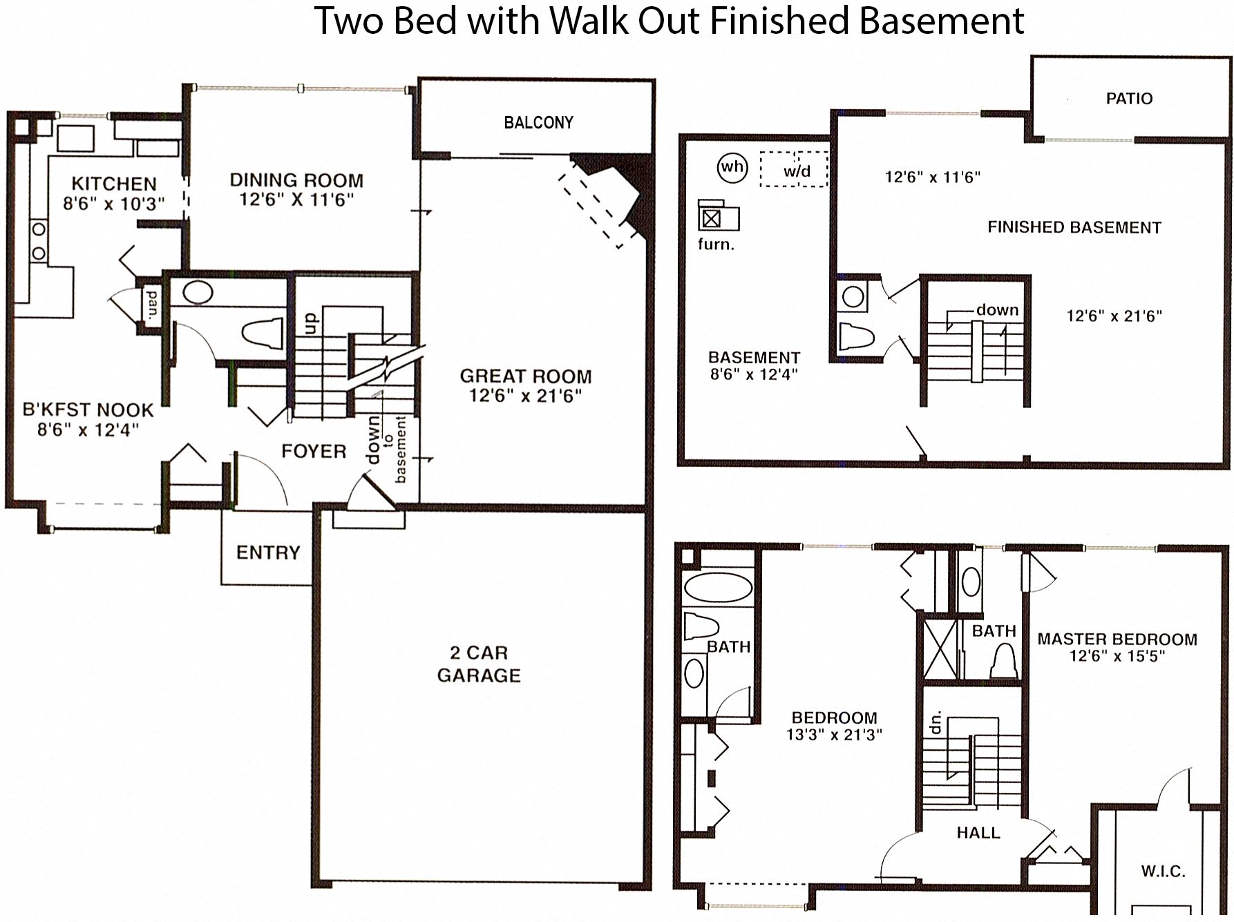 North - 2 Bedroom 2 Full Bath and 2 Half Bath + Basement