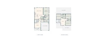 A floor plan of a two-story house with labeled rooms.