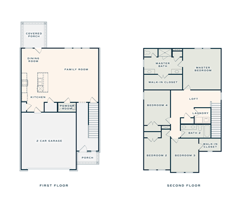 a floor plan of two different floors of a house