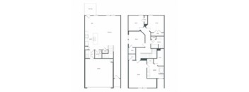 Two floor plans of a house with rooms labeled.