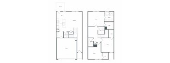 A floor plan of a two-story house with labeled rooms.