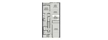 A floor plan of a house with a master bedroom, a living room, a dining area, a kitchen, a garage, and a covered patio.