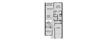 a floor plan of a house with a garage and a kitchen and a dining room