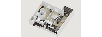 a floor plan of a bedroom with a bathroom and a living room