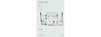A floor plan for a two bedroom, two bathroom apartment.