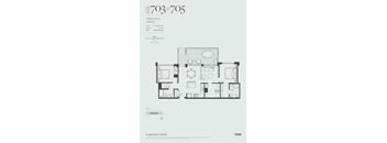 A floor plan for an apartment with 2 bedrooms and 2 bathrooms is displayed.