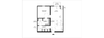 A black and white floor plan of a house with labeled rooms.