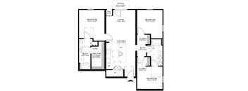 A black and white image of a floor plan for a house.