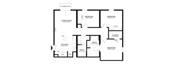 A black and white image of a floor plan for a home.
