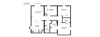 A black and white image of a floor plan for a 1,105 square foot home.