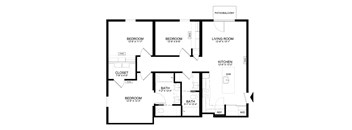 A black and white image of a house floor plan.