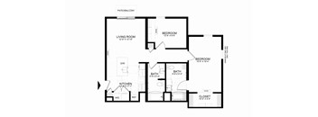 A black and white image of a house floor plan.