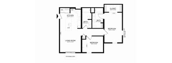 A black and white image of a floor plan for a house.