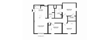 A black and white image of a floor plan for a house.