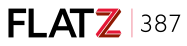 The image displays the text "FLATZ 387" in black and red on a green background.