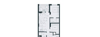 A black and white floor plan of a two bedroom apartment.