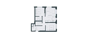 A floor plan of a house with two bedrooms, a living room, a kitchen, a bathroom, an entry, and an en suite.