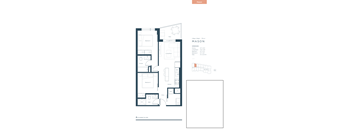 A floor plan for a 2 Bedroom, 2 Bathroom apartment with dimensions and a list of amenities.