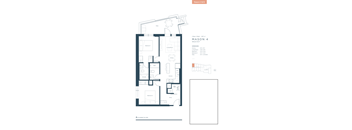 A floor plan for Mason 4 at Sunnyside shows the layout of two bedrooms, a living room, a kitchen, a dining room, a bathroom, and an entryway.