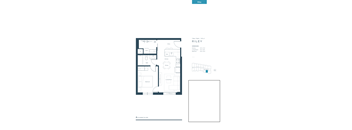 A floor plan of a Riley apartment with a kitchen, living room, and bathroom.