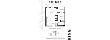 A black and white image of a floor plan for a one bedroom apartment.