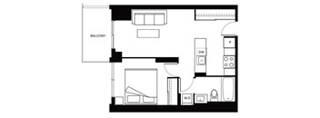 A black and white image of a floor plan of a house.