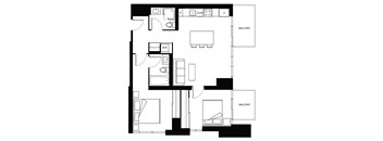 A black and white image of a floor plan of a house.