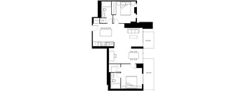 A black and white image of a floor plan for a two-story home.
