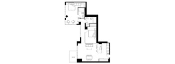 A black and white image of a floor plan for a home.
