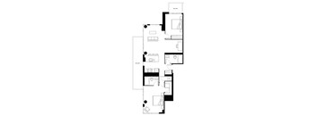 A black and white image of a floor plan for a two-story building.