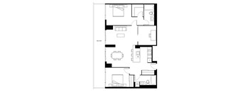 A black and white image of a floor plan for a balcony.