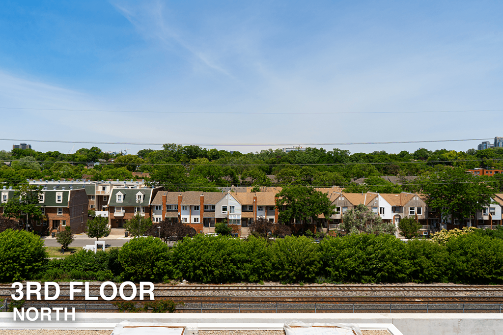 A view of a residential area from the third floor.