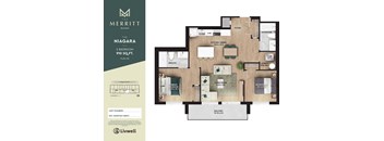 A floor plan for a 2 bedroom apartment at The Merritt in Niagara.