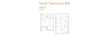 A floor plan for a North Townhome-B.B with two bedrooms and a den.