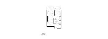 A black and white floor plan of a house with labeled rooms.