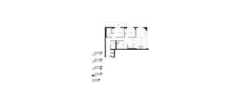 A black and white image of a floor plan for an apartment.