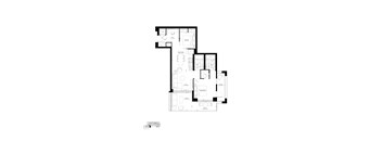 A black and white image of a floor plan for a house.