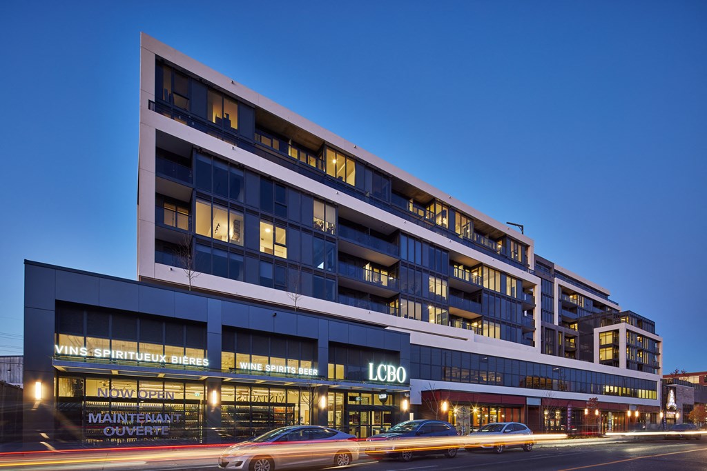 A modern building with the sign