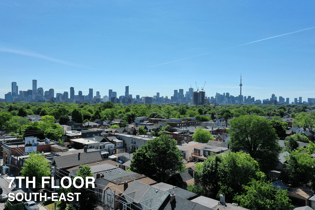A view of a city from the 7th floor of a building in the South-East area.
