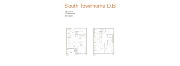 A floor plan for a South Townhome-D.B with two bedrooms and 2.5 bathrooms.